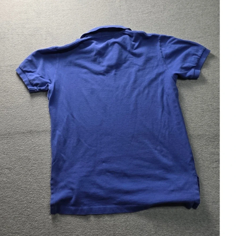 Polo Ralph Lauren Mens Blue Cotton Short Sleeve‎ Polo Shirt Size M Orange Logo